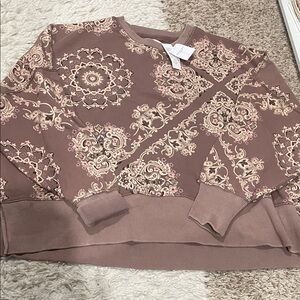 American Eagle Outfitters Floral Sweatshirt in Brown and Cream